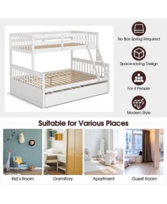 Twin Over Full Convertible Bunk Bed with Twin Trundle