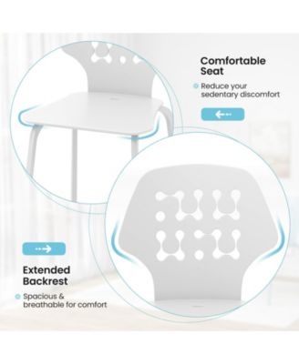 Set of 4 Metal Dining Chair with Hollowed Backrest and Metal Legs