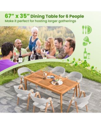 6-Person Outdoor Acacia Wood Rectangular Bistro Dining Table
