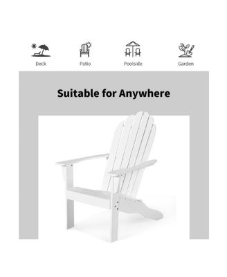 Acacia Wood Outdoor Adirondack Chair with Ergonomic Design-White