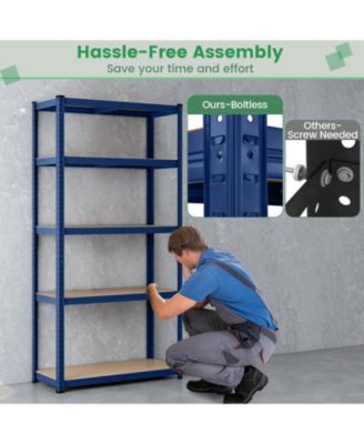 5-Tier Heavy Duty Metal Shelving Unit with 2000 LBS Total Load Capacity-Blue