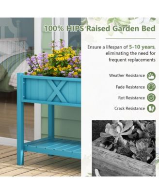 Poly Wood Elevated Planter Box with Legs Storage Shelf Drainage Holes