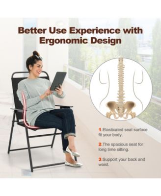 Outdoor Folding Sling Chairs Set of 4 with Armrest and Backrest