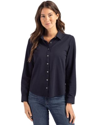 Women's Advantage Tri-Blend Soft Pique Long Sleeve Knitted Button Down