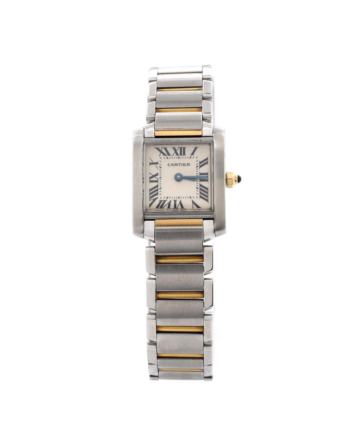 Tank Francaise Quartz Watch in Stainless Steel and Gold 20mm - Dial color: silver
