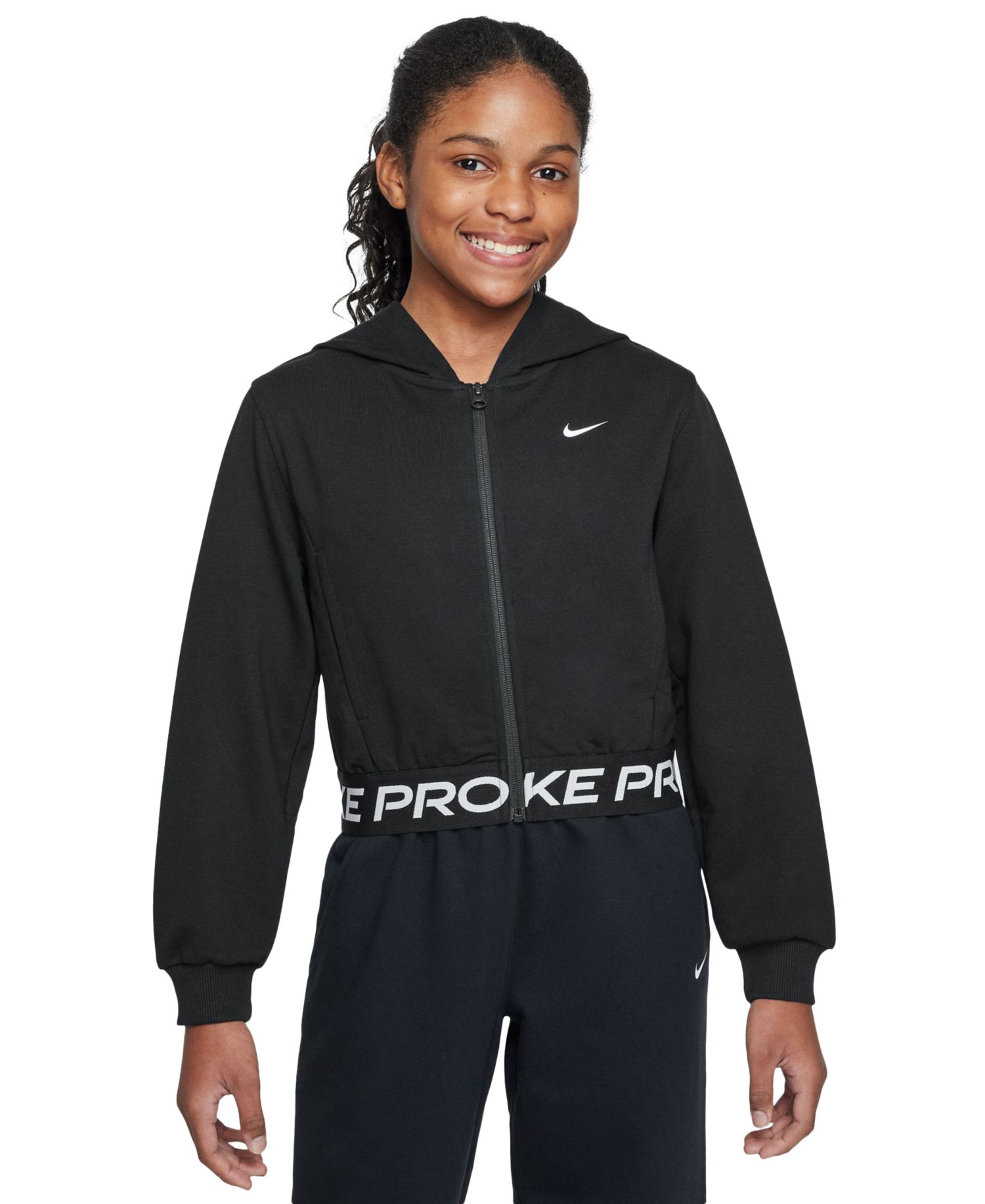 Толстовка с капюшоном на молнии Pro Fleece Dri-FIT для девочек от 7 до 16 лет