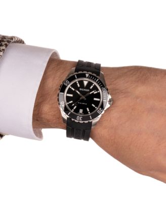 Men's Swiss Ophrys Black Rubber Strap Watch 43mm