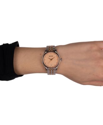 Women's Swiss Beleganza Diamond (1/20 ct. t.w.) Two-Tone Stainless Steel Bracelet Watch 32mm