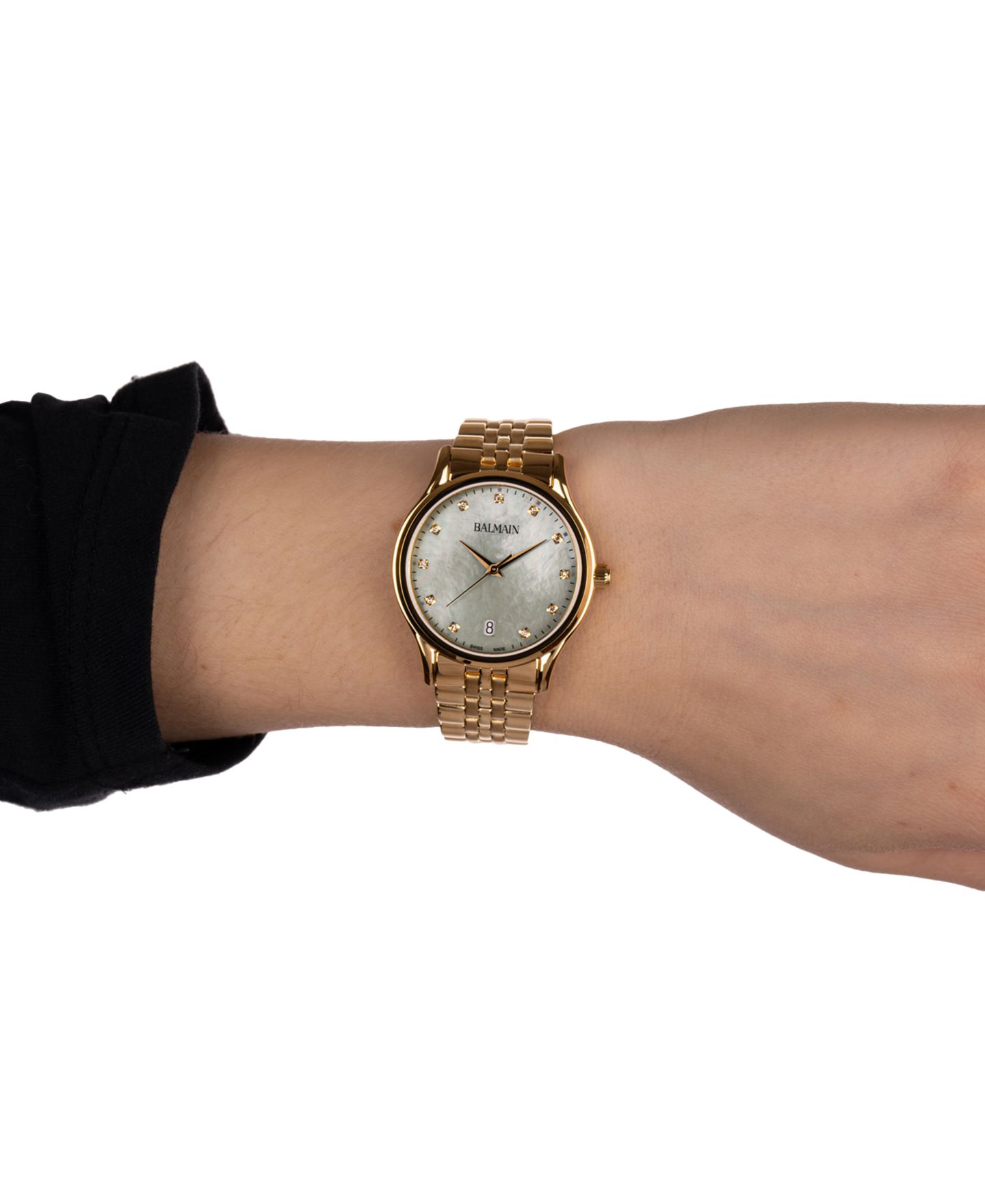 Женские часы Balmain Swiss Beleganza Diamond (1/20 ct. t.w.) Gold PVD Stainless Steel Bracelet Watch 32mm — фото 5