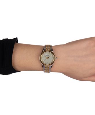 Women's Swiss Beleganza Diamond (1/20 ct. t.w.) Two-Tone Stainless Steel Bracelet Watch 28mm