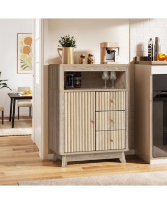 Manufactured Wood Wave-Patterned 3-Drawer 1-Door Bathroom Cabinet