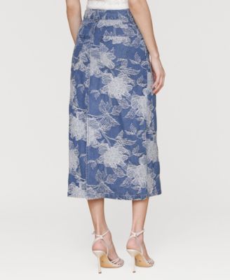 Women's Floral Denim Maxi Skirt