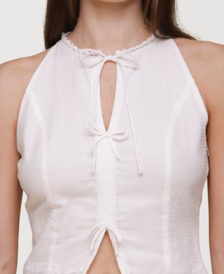 Women's Lace-Up Cotton Halter Top