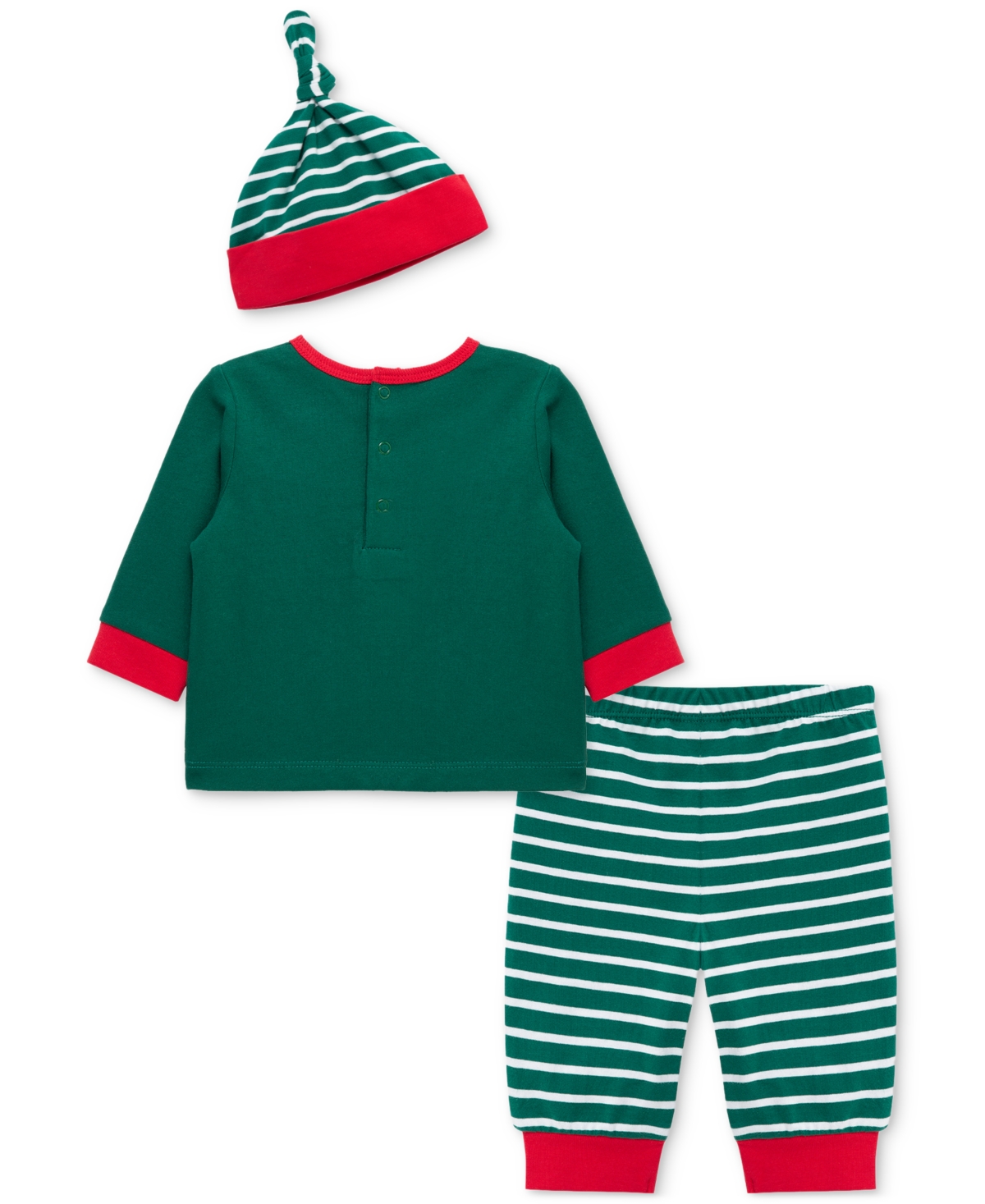 Little Me Baby Boys Jingle All The Way Cotton Top, Hat & Jogger Pants, 3 Piece Set In Multi