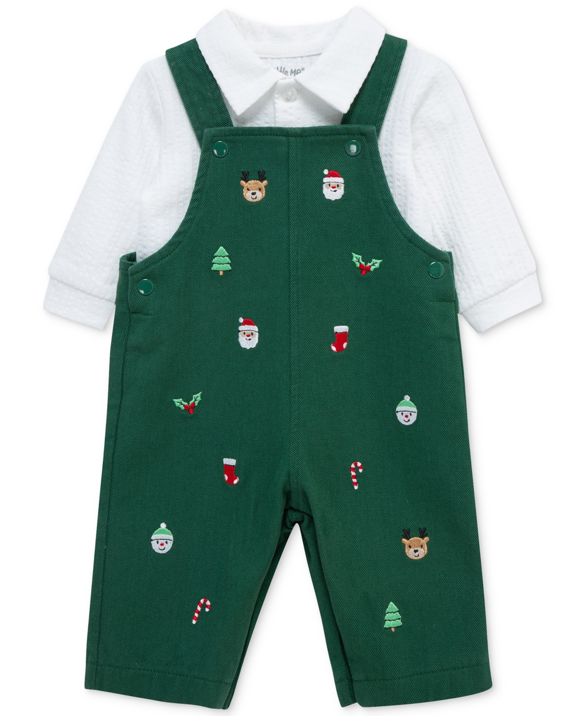 Little Me Baby Boys Merry Cotton Top & Overall, 2 Piece Set In Multi