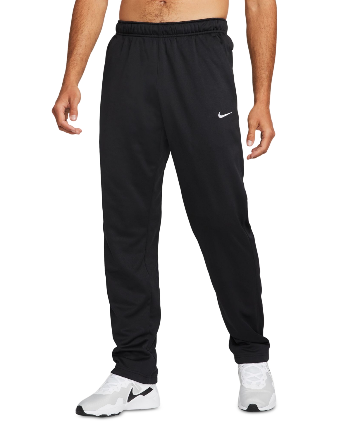 Nike Men's Relaxed-Fit Therma-fit Open Hem Fitness Pants - Black/White