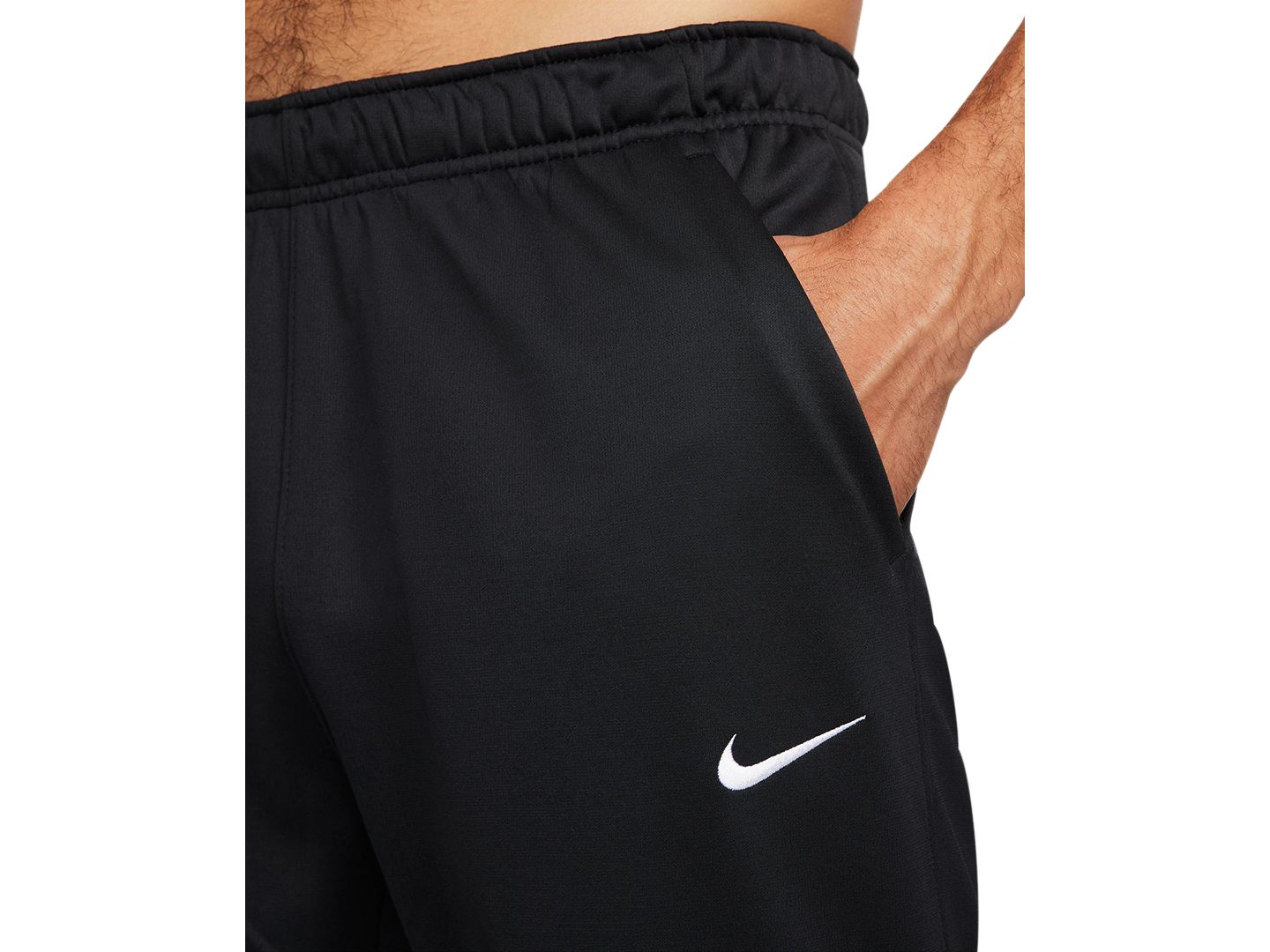 Мужские брюки Nike Regular-Fit Therma-FIT Open Hem Fitness, цвет: Чёрный / Белый — фото 4