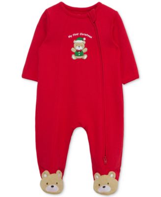 Little Me - Baby Holiday Bear Cotton Footed Coverall