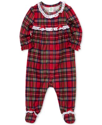 Baby Girls Plaid Footed Coverall