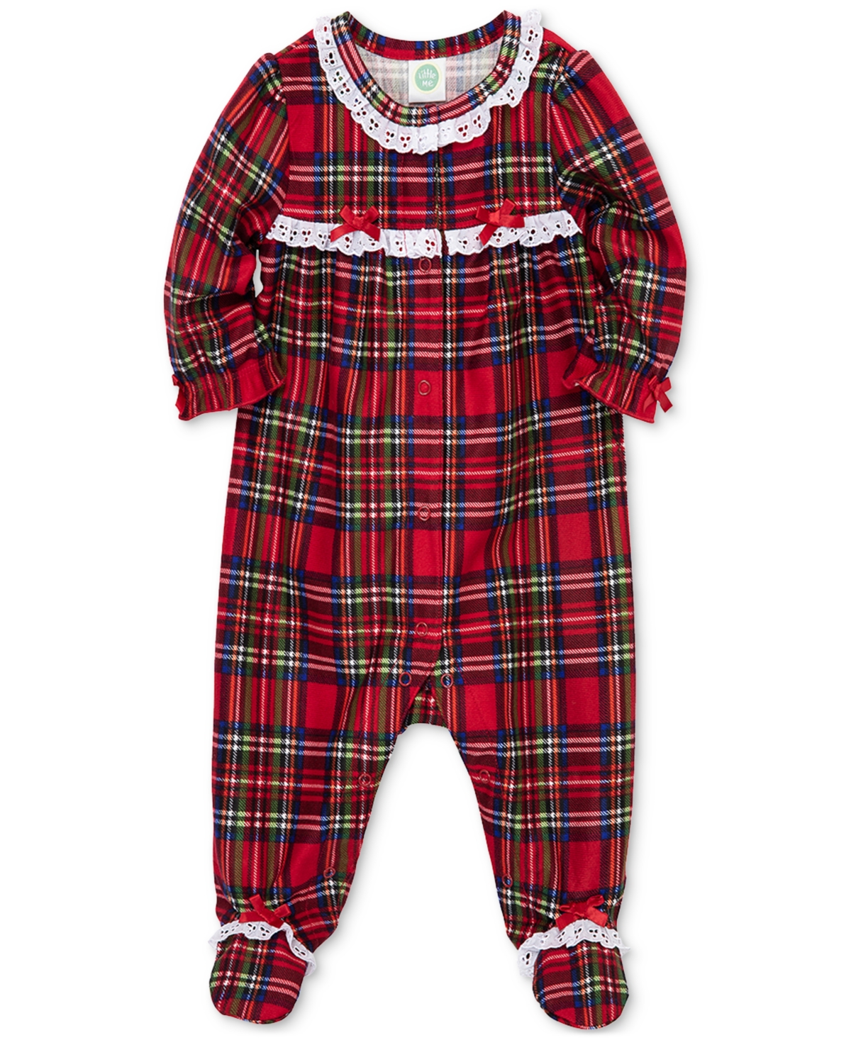 Little Me Baby Girls Plaid Footed Coverall In Multi