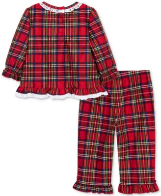 Baby Girls Plaid & Lace Top & Pants, 2 Piece Set