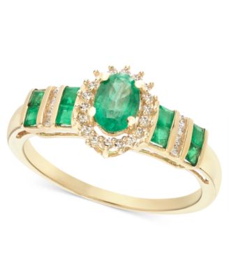 Sapphire (1 ct. t.w.) & Diamond (1/8 ct. t.w.) Ring (Also in Emerald & Ruby) in 14k Gold