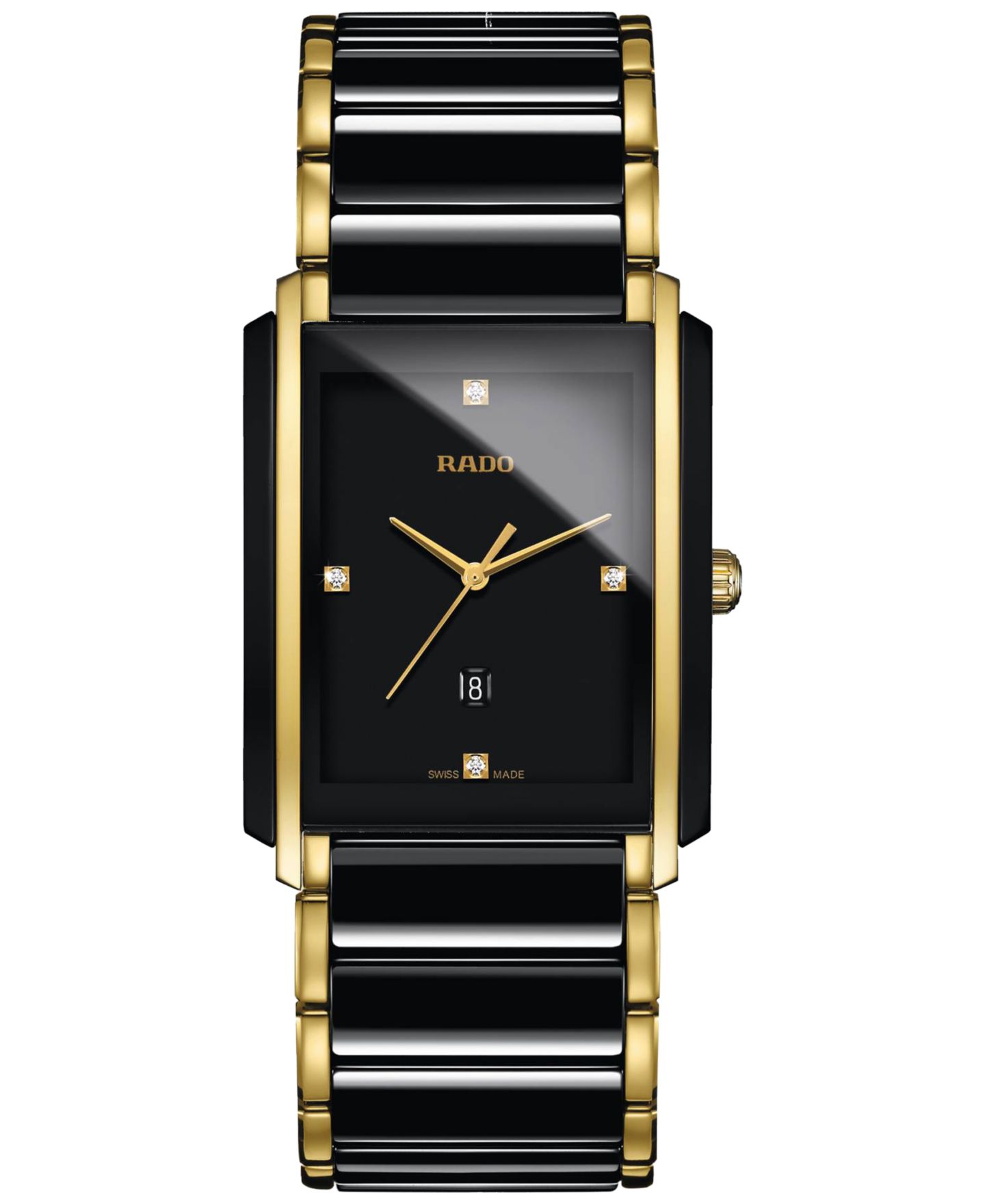 Часы Rado Unisex Swiss Integral Diamond Accent Black Ceramic & Gold-Tone Stainless Steel Bracelet Watch 31x41mm R20204712 — фото 1