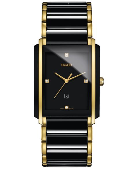Часы Rado Unisex Swiss Integral Diamond Accent Black Ceramic & Gold-Tone Stainless Steel Bracelet Watch 31x41mm R20204712