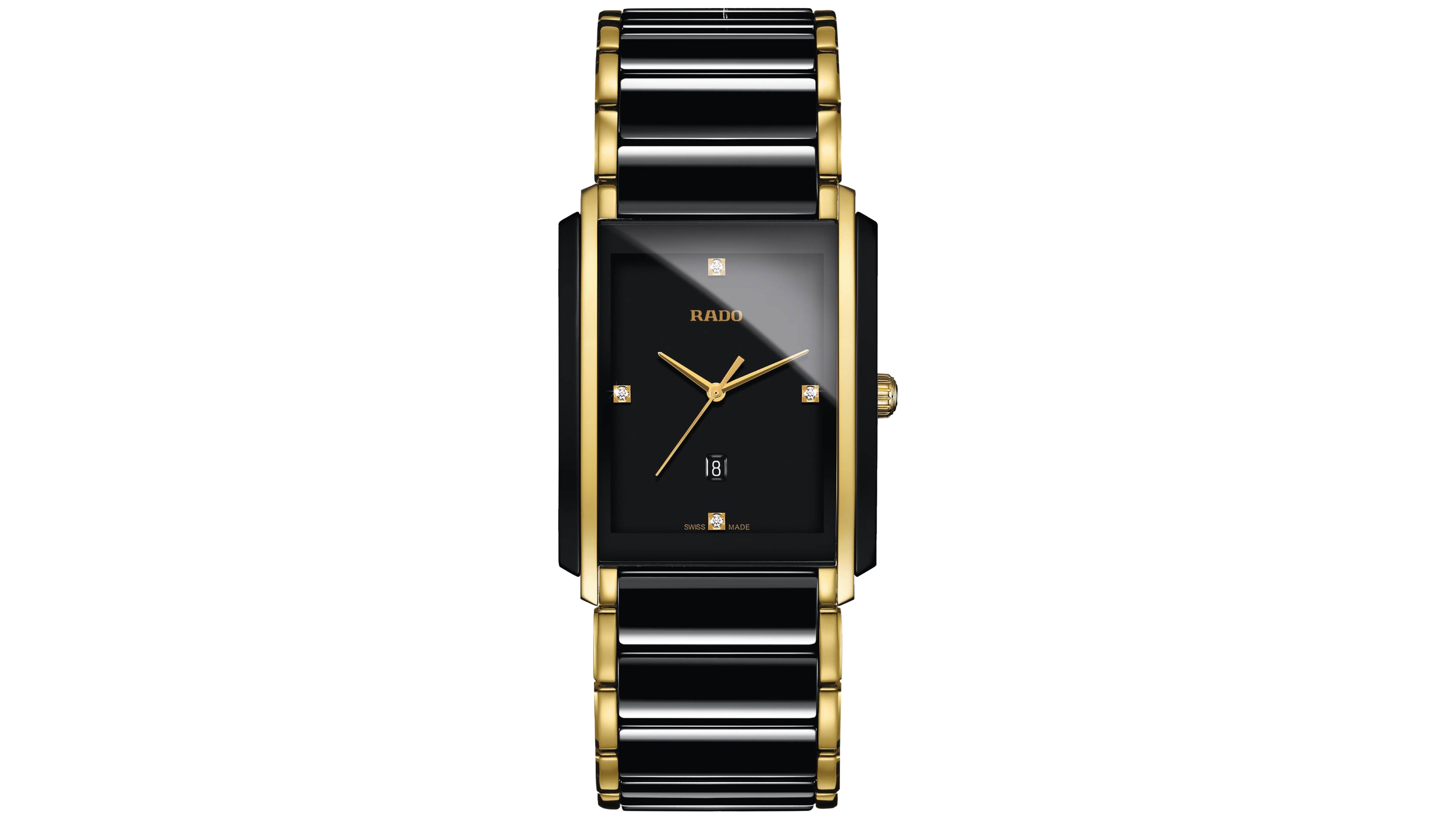 Rado Unisex Swiss Integral Diamond Accent Black Ceramic & Gold-Tone Stainless Steel Bracelet Watch 31x41mm R20204712
