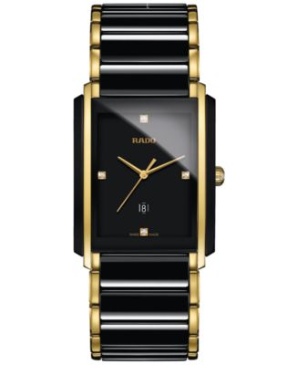 RADO 腕時計 ペアセット ゴールド ブラック Rado Unisex Swiss Integral Diamond Accent Black Ceramic & Gold
