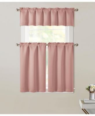 3 Piece Room Darkening Rod Pocket Cafe Kitchen Curtain Tier and Valance Set