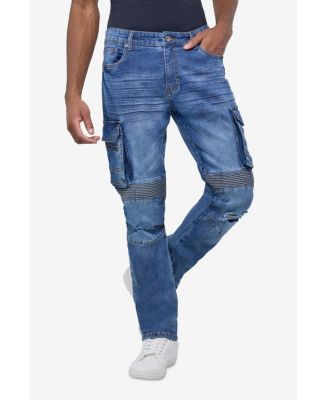 Men's Slim Fit Moto Rip Repair Cargo Jeans