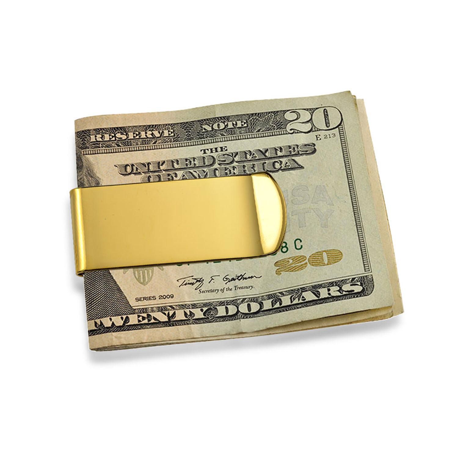 2-Set Wide Strong Money Clip Card Holder Gold Silver Tone Stainless Steel