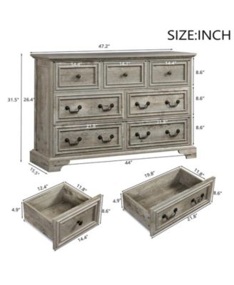 CASAINC Farmhouse Vintage 7-Drawer Rustic Bathroom Cabinet Organizer with Natural Texture