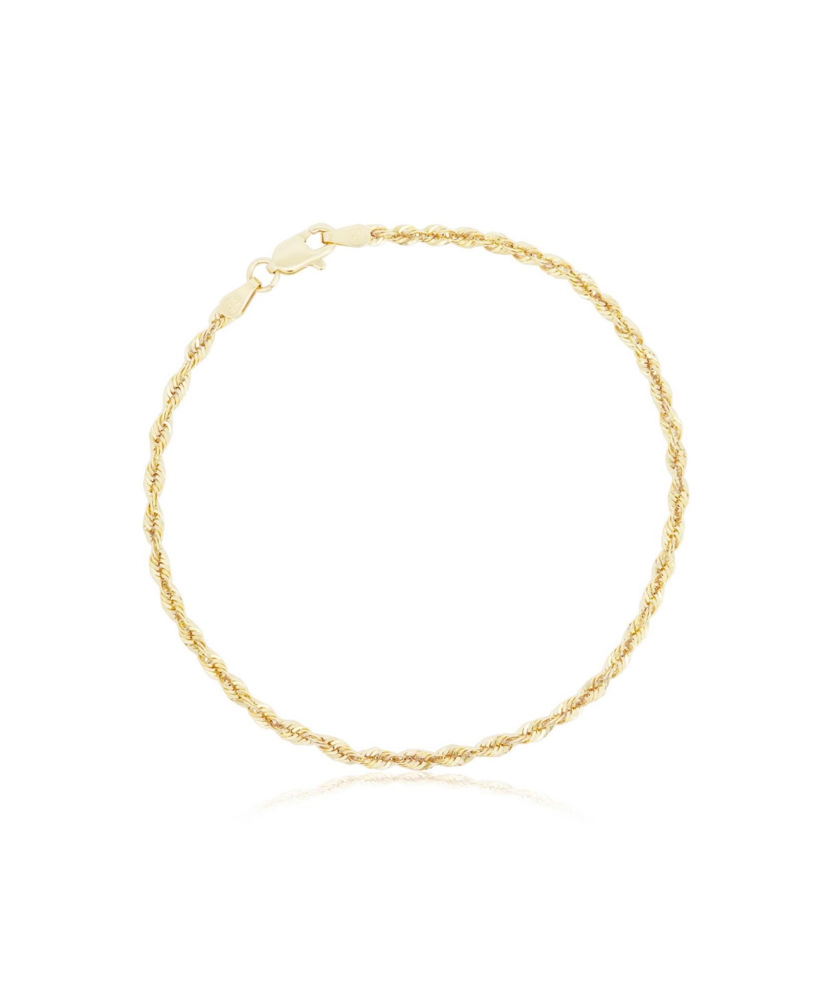 Rope Chain Bracelet 1.9 millimeters 8 inches - Gold