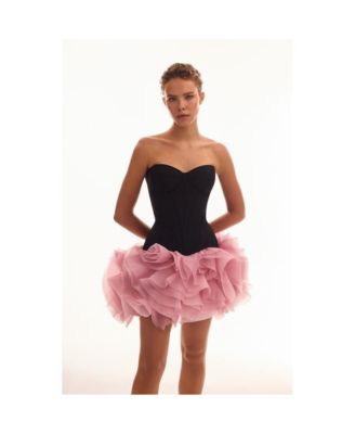 Women's Danceable mini skirt with ruched flower appliques