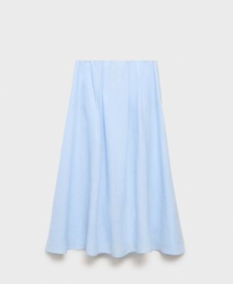 MANGO - Women's Pleat Detail Linen Skirt