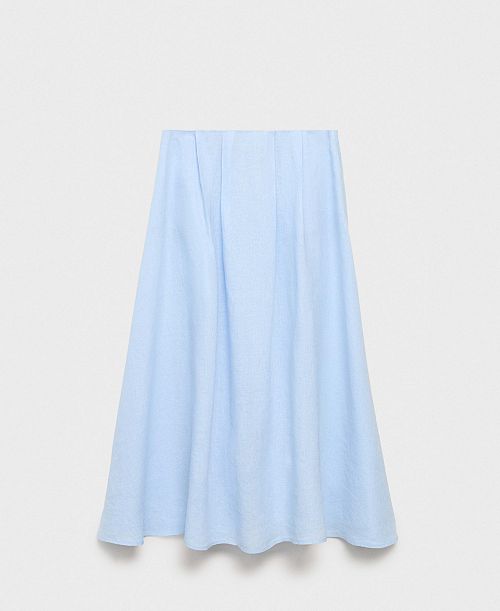 alfani MANGO Women's Pleat Detail Linen Skirts Women's Fashion Shoes & Accessories