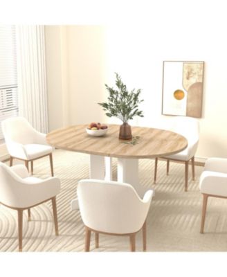 59" Expandable Farmhouse Upholstered Dining Table