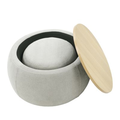 Multifunctional Ottoman with Seat (Grey, 25" x 25)