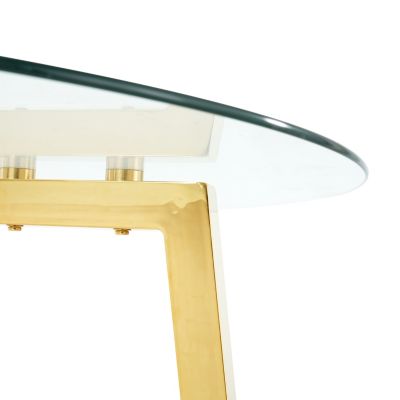 Modern Round Glass Dining Table with Gold Legs (47.2")