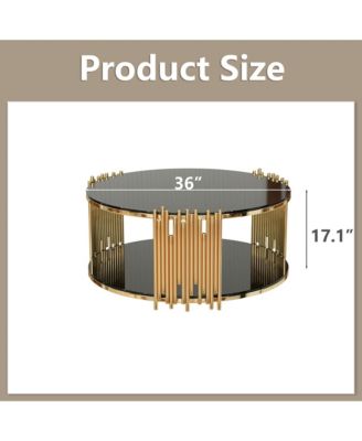  + Stainless Steel + Black Glass Top + Coffee Table