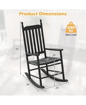 High-Back Acacia Wood Outdoor Rocking Chair with Solid Rocking Base-Black