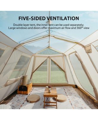 Village Camping Tent,4/6/8 Person Tents for Camping, 60S Easy Setup Instant Tent for Family Camping, Car Camping