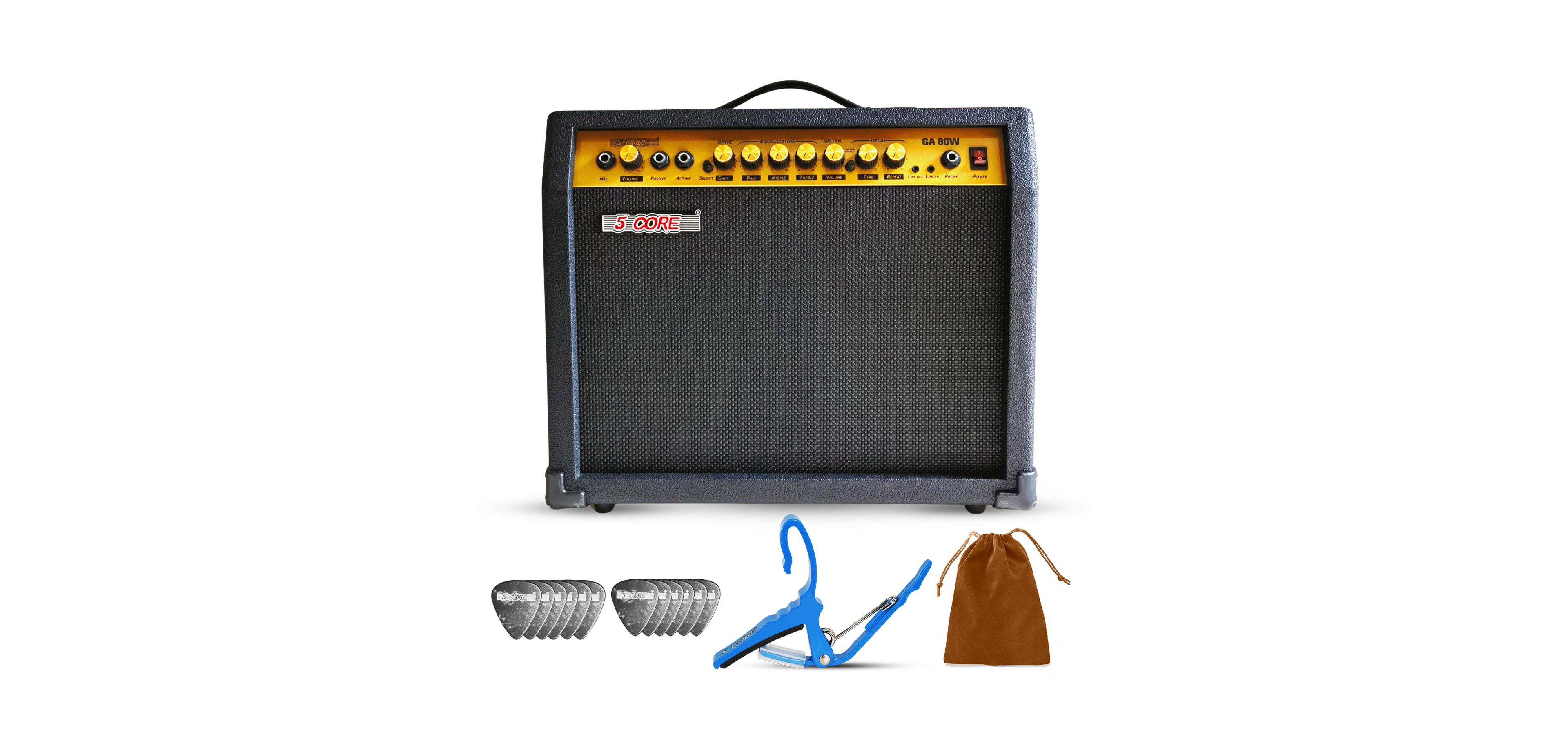 5 Core Guitar Amp 80 Watt Electric Amplifier w Built in 10" Speaker Portable Mini Practice Amps