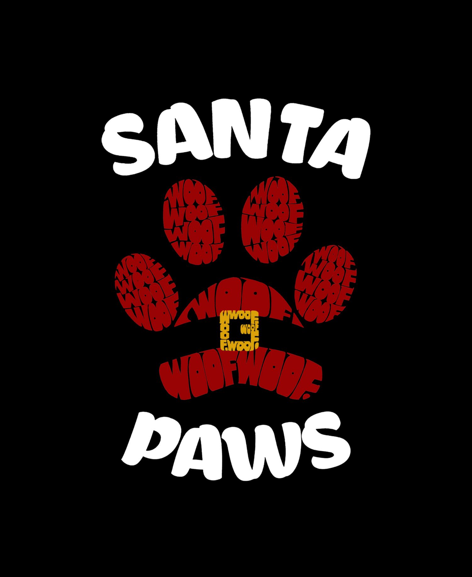 Men's Santa Paws Word Art T-Shirt