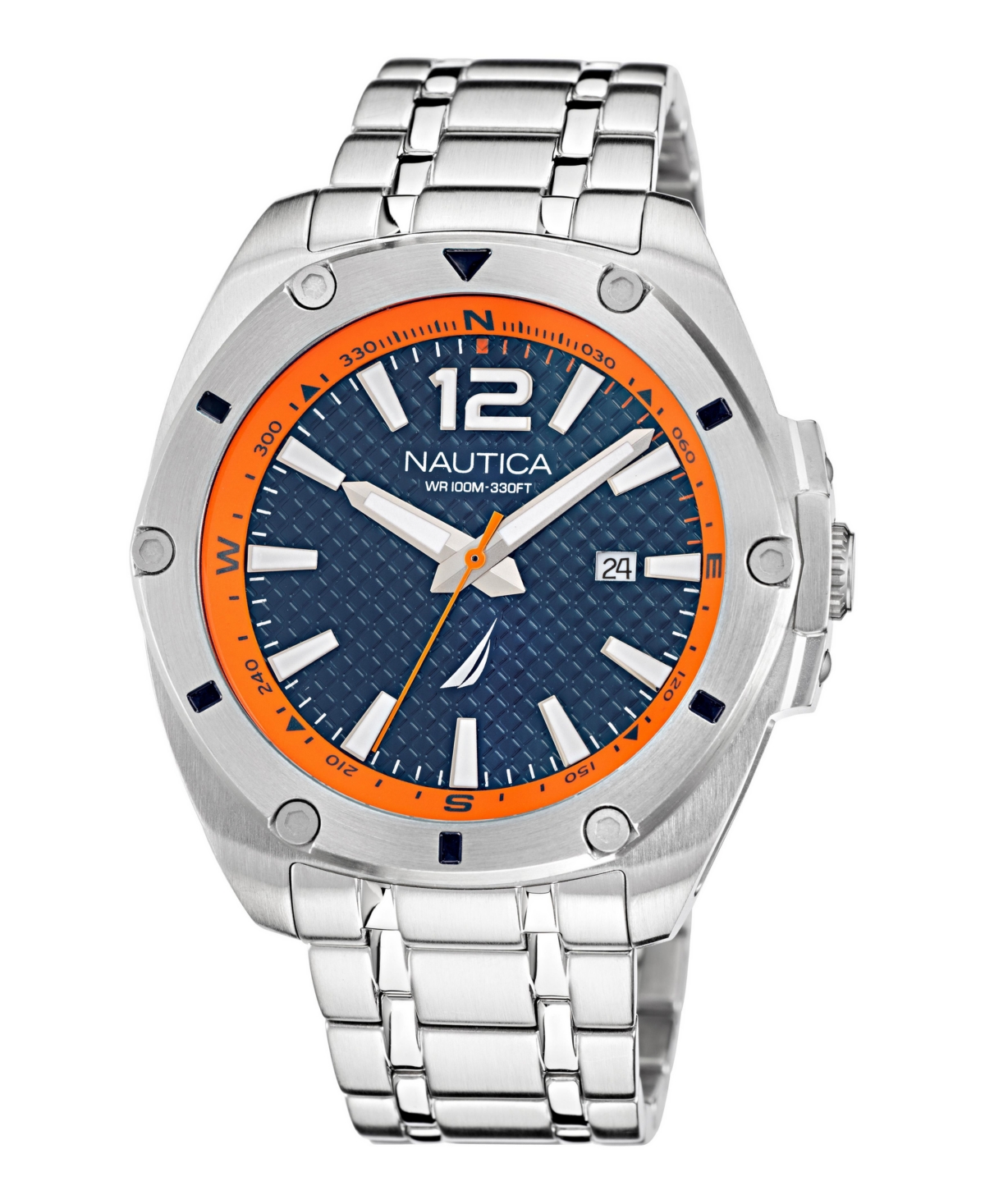 Men's Analog Silver-Tone Stainless Steel Watch, 44mm - Silver-Tone