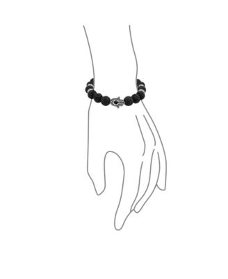 Set of 3 Talisman Amulet Stretch Bracelet Set with Natural Stones & Hamsa Hand Charm