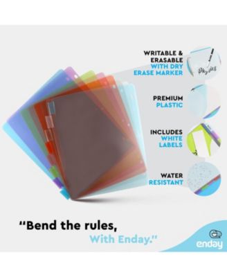Binder Dividers with Tabs, 8 Dividers for 3 Ring Binder Standard Index Folder Dividers, Plastic Multicolor Dividers with White Insertable Tabs – by Enday