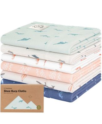 KeaBabies 6pk Shea Baby Burp Cloths for Baby Boys and Girls Burping Cloths for Babies Newborn - Marine muse 22$